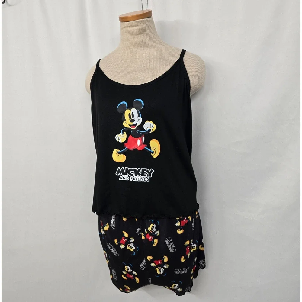 Disney Mickey Mouse & Friends Shorts & Tank Pajama Lounge Set Women's XXL Black - Picture 6 of 16